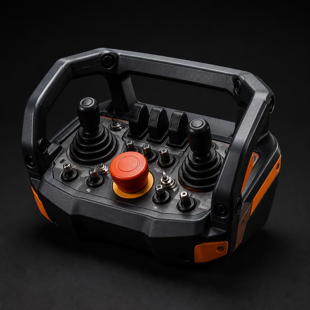 EMCO Remote T-Series transmitter with dual joysticks and emergency stop